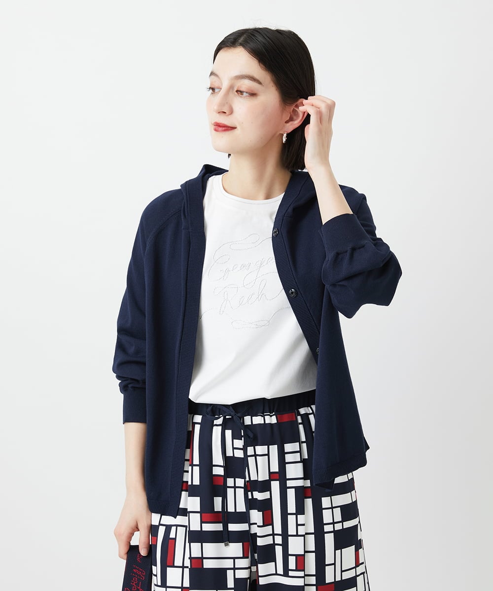 PHSGE43270 GEORGES RECH(小さいサイズ)(メゾン ドゥ サンク) [アンサンブル対応]ニットフードカーディガン ブルー