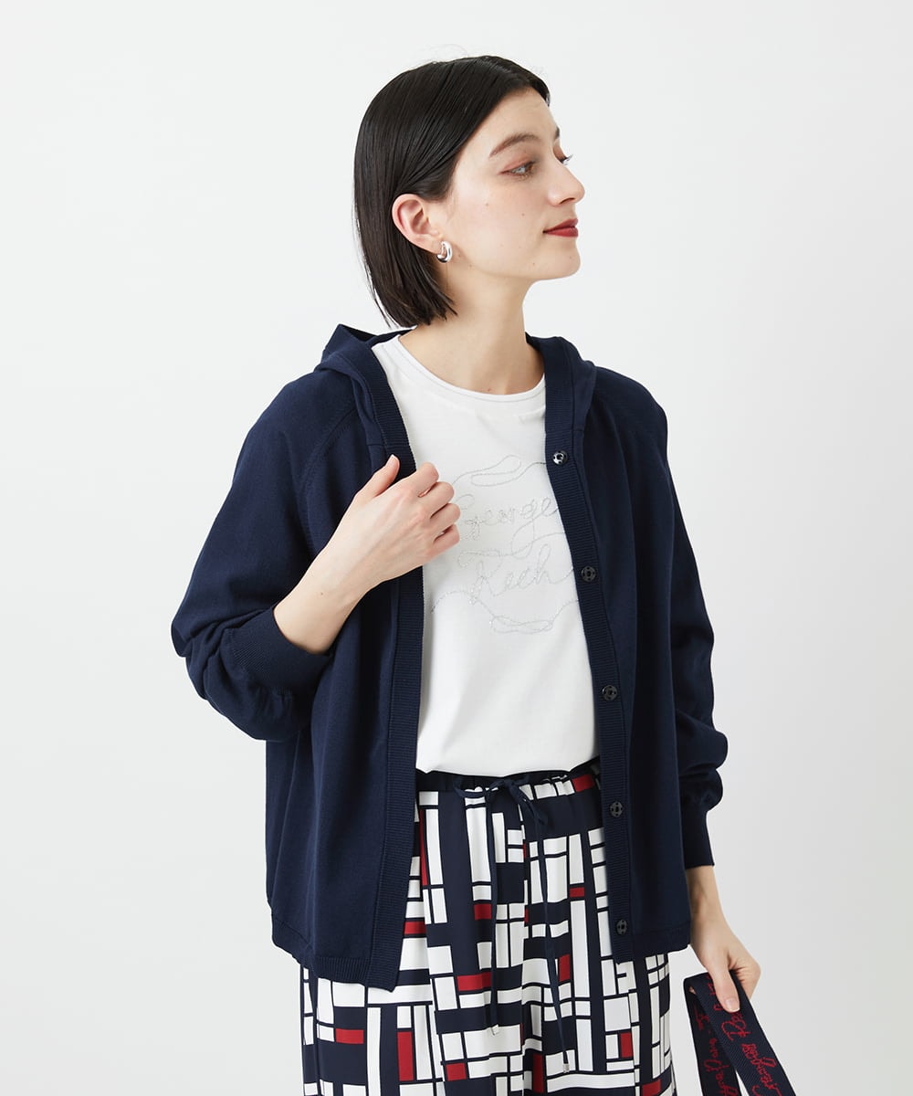 PHSGE43270 GEORGES RECH(小さいサイズ)(メゾン ドゥ サンク) [アンサンブル対応]ニットフードカーディガン ブルー