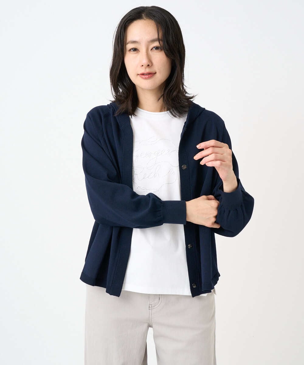 PHSGE43270 GEORGES RECH(小さいサイズ)(メゾン ドゥ サンク) [アンサンブル対応]ニットフードカーディガン ネイビー