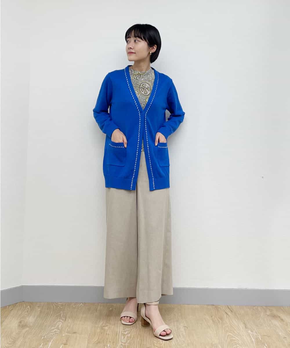 PHSGQ03290 GEORGES RECH(小さいサイズ)(メゾン ドゥ サンク) 【洗える/セットアップ】リネンコットンカーディガン ホワイト