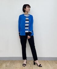 PHSGQ20210 GEORGES RECH(小さいサイズ)(メゾン ドゥ サンク) 配色スリーブカーディガン ネイビー