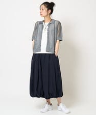 PHSHA60240 GEORGES RECH(小さいサイズ)(メゾン ドゥ サンク) ラメ襟付きシアーメッシュニット羽織 ホワイト