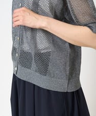 PHSHA60240 GEORGES RECH(小さいサイズ)(メゾン ドゥ サンク) ラメ襟付きシアーメッシュニット羽織 ホワイト
