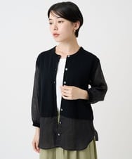 PHSHB03290 GEORGES RECH(小さいサイズ)(メゾン ドゥ サンク) シアーコットンニットカーディガン ブラック