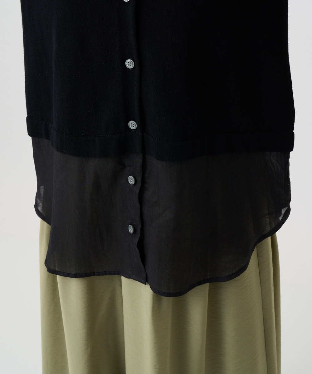 PHSHB03290 GEORGES RECH(小さいサイズ)(メゾン ドゥ サンク) シアーコットンニットカーディガン ブラック
