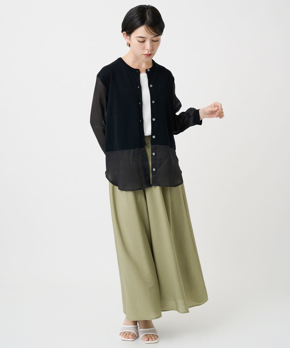 PHSHB03290 GEORGES RECH(小さいサイズ)(メゾン ドゥ サンク) シアーコットンニットカーディガン ブラック