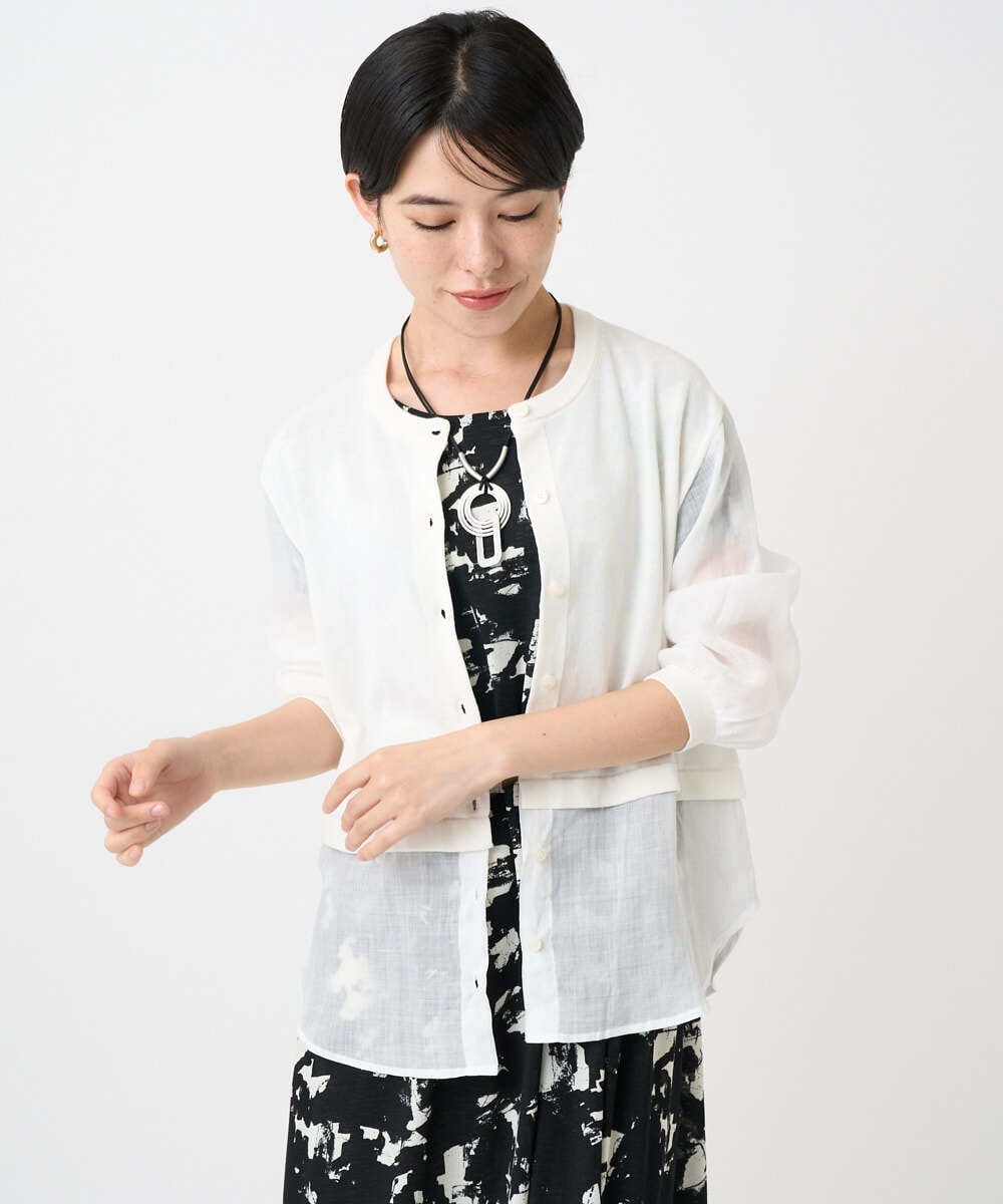 PHSHB03290 GEORGES RECH(小さいサイズ)(メゾン ドゥ サンク) シアーコットンニットカーディガン ブラック