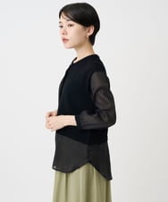 PHSHB03290 GEORGES RECH(小さいサイズ)(メゾン ドゥ サンク) シアーコットンニットカーディガン ブラック
