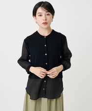 PHSHB03290 GEORGES RECH(小さいサイズ)(メゾン ドゥ サンク) シアーコットンニットカーディガン ブラック