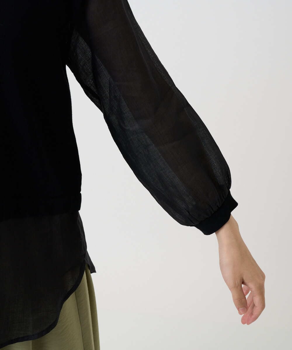 PHSHB03290 GEORGES RECH(小さいサイズ)(メゾン ドゥ サンク) シアーコットンニットカーディガン ブラック