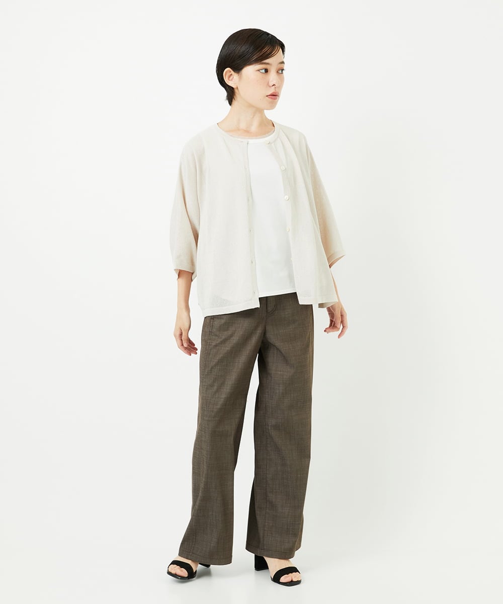 PHSHB07250 GEORGES RECH(小さいサイズ)(メゾン ドゥ サンク) ペーパーヤーンドルマンスリーブカーディガン アイボリー
