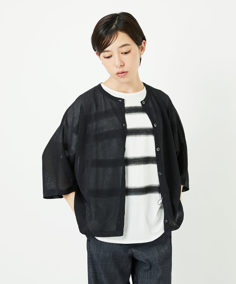 PHSHB07250 GEORGES RECH(小さいサイズ)(メゾン ドゥ サンク) ペーパーヤーンドルマンスリーブカーディガン アイボリー