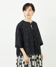 PHSHB07250 GEORGES RECH(小さいサイズ)(メゾン ドゥ サンク) ペーパーヤーンドルマンスリーブカーディガン ブラック