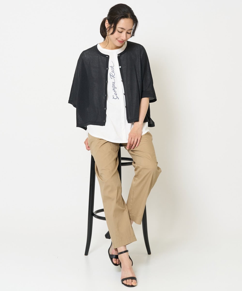 PHSHB07250 GEORGES RECH(小さいサイズ)(メゾン ドゥ サンク) ペーパーヤーンドルマンスリーブカーディガン ブラック