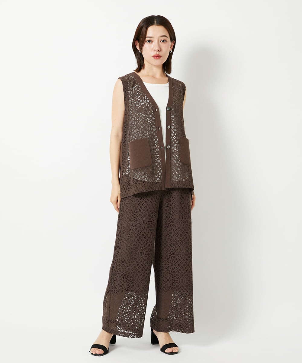 PHSHD42330 GEORGES RECH(小さいサイズ)(メゾン ドゥ サンク)  [セットアップ対応]ラッセルレースチュニックベスト アイボリー