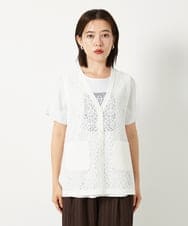 PHSHD42330 GEORGES RECH(小さいサイズ)(メゾン ドゥ サンク)  [セットアップ対応]ラッセルレースチュニックベスト アイボリー