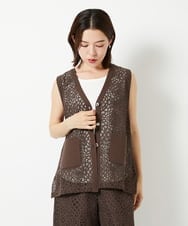 PHSHD42330 GEORGES RECH(小さいサイズ)(メゾン ドゥ サンク)  [セットアップ対応]ラッセルレースチュニックベスト ブラウン