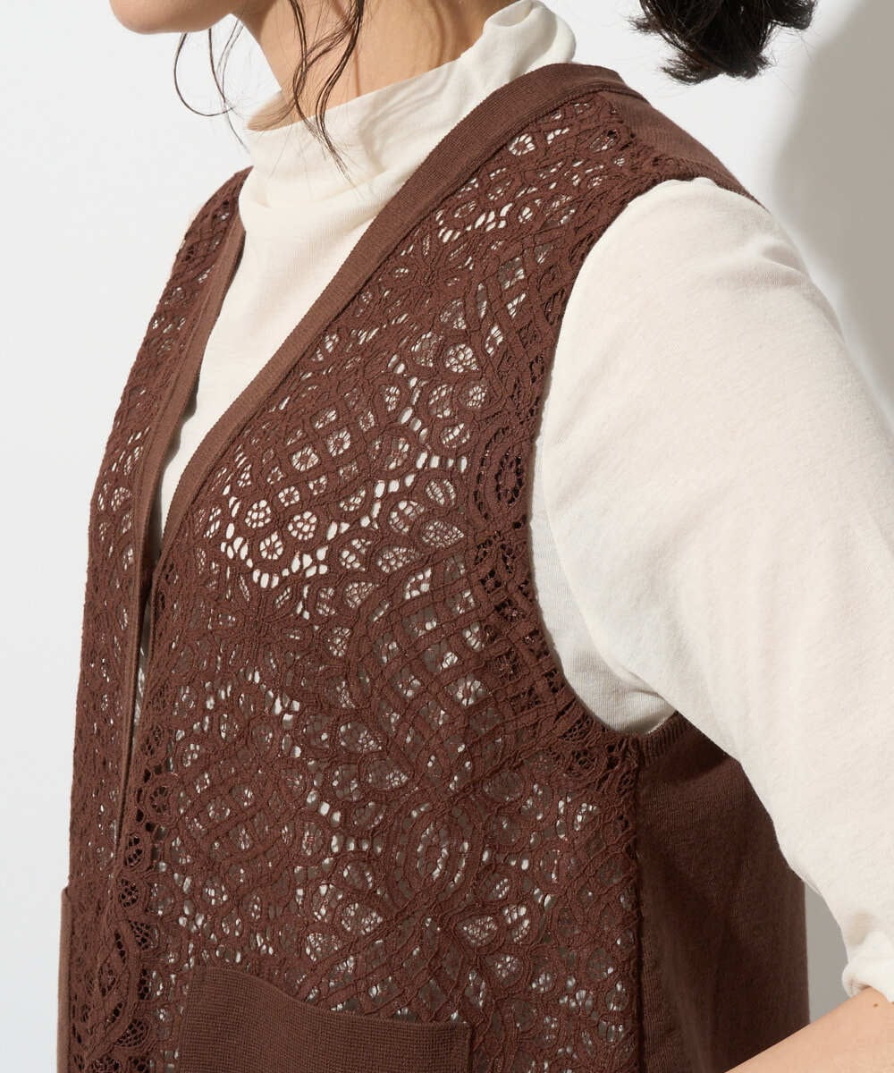 PHSHD42330 GEORGES RECH(小さいサイズ)(メゾン ドゥ サンク)  [セットアップ対応]ラッセルレースチュニックベスト ブラウン