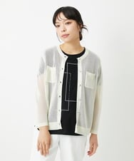 PHSHE64290 GEORGES RECH(小さいサイズ)(メゾン ドゥ サンク) メッシュクルーネックカーディガン アイボリー
