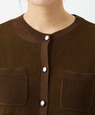 PHSHE64290 GEORGES RECH(小さいサイズ)(メゾン ドゥ サンク) メッシュクルーネックカーディガン ブラウン
