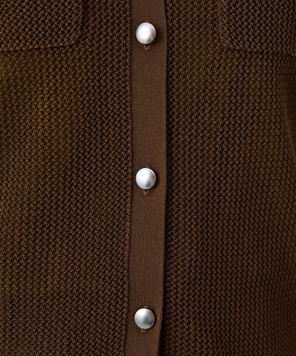PHSHE64290 GEORGES RECH(小さいサイズ)(メゾン ドゥ サンク) メッシュクルーネックカーディガン ブラウン