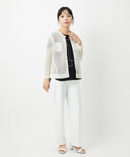 PHSHE64290 GEORGES RECH(小さいサイズ)(メゾン ドゥ サンク) メッシュクルーネックカーディガン ブラウン