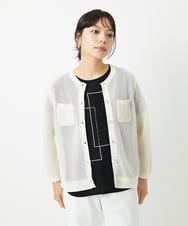 PHSHE64290 GEORGES RECH(小さいサイズ)(メゾン ドゥ サンク) メッシュクルーネックカーディガン ブラウン