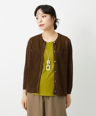 PHSHE64290 GEORGES RECH(小さいサイズ)(メゾン ドゥ サンク) メッシュクルーネックカーディガン ブラウン