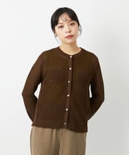 PHSHE64290 GEORGES RECH(小さいサイズ)(メゾン ドゥ サンク) メッシュクルーネックカーディガン ブラウン