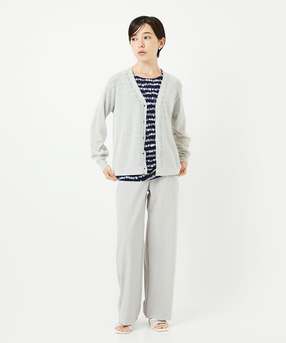 PHSJB28250 GEORGES RECH(小さいサイズ)(メゾン ドゥ サンク) アイレットシアーニットカーディガン ライトグレー