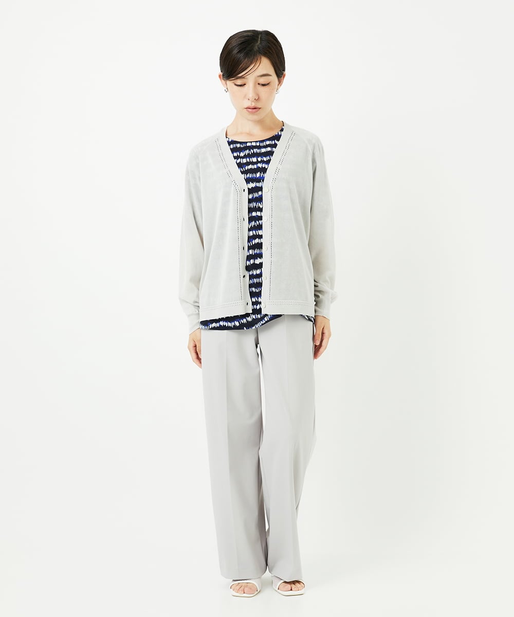 PHSJB28250 GEORGES RECH(小さいサイズ)(メゾン ドゥ サンク) アイレットシアーニットカーディガン ライトグレー