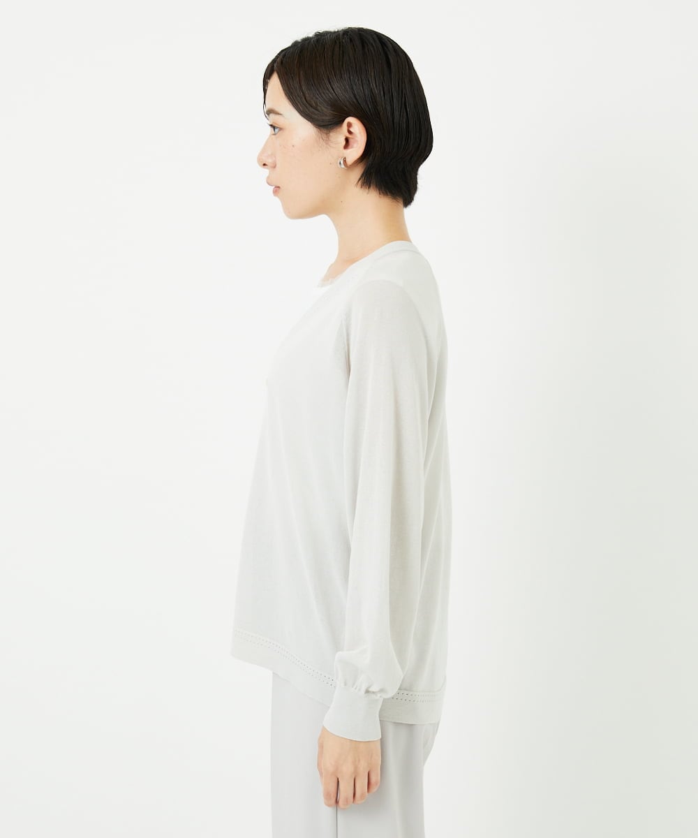 PHSJB28250 GEORGES RECH(小さいサイズ)(メゾン ドゥ サンク) アイレットシアーニットカーディガン ライトグレー