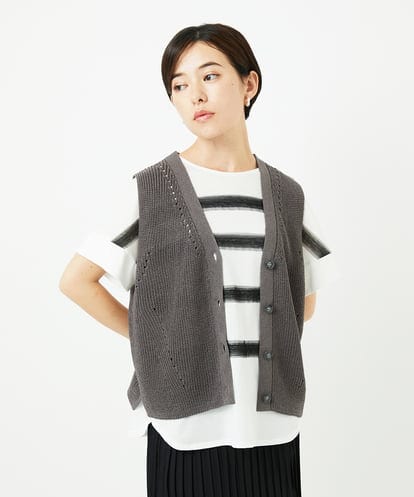 PHSJC34190 GEORGES RECH(小さいサイズ) リネンライクニットベスト