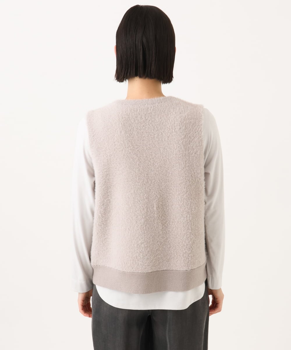 PHSJE26290 GEORGES RECH(小さいサイズ)(メゾン ドゥ サンク) シャギーモールニットベスト ベージュ