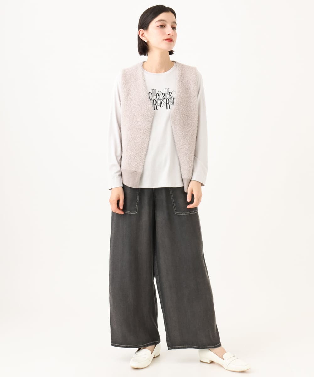 PHSJE26290 GEORGES RECH(小さいサイズ)(メゾン ドゥ サンク) シャギーモールニットベスト ベージュ