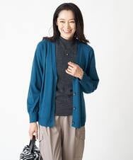 PHSJS42250 GEORGES RECH(小さいサイズ)(メゾン ドゥ サンク) [日本製]ホールガーメント天竺ニットカーディガン ブルー