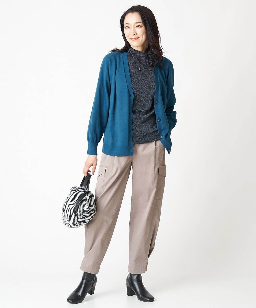 PHSJS42250 GEORGES RECH(小さいサイズ)(メゾン ドゥ サンク) [日本製]ホールガーメント天竺ニットカーディガン ブルー