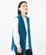 PHSJV07270 GEORGES RECH(小さいサイズ)(メゾン ドゥ サンク) テーラーカラースワンニットジレ グリーン