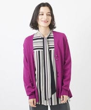 PHSJV30230 GEORGES RECH(小さいサイズ)(メゾン ドゥ サンク) メタルボタンVネックカーディガン パープル