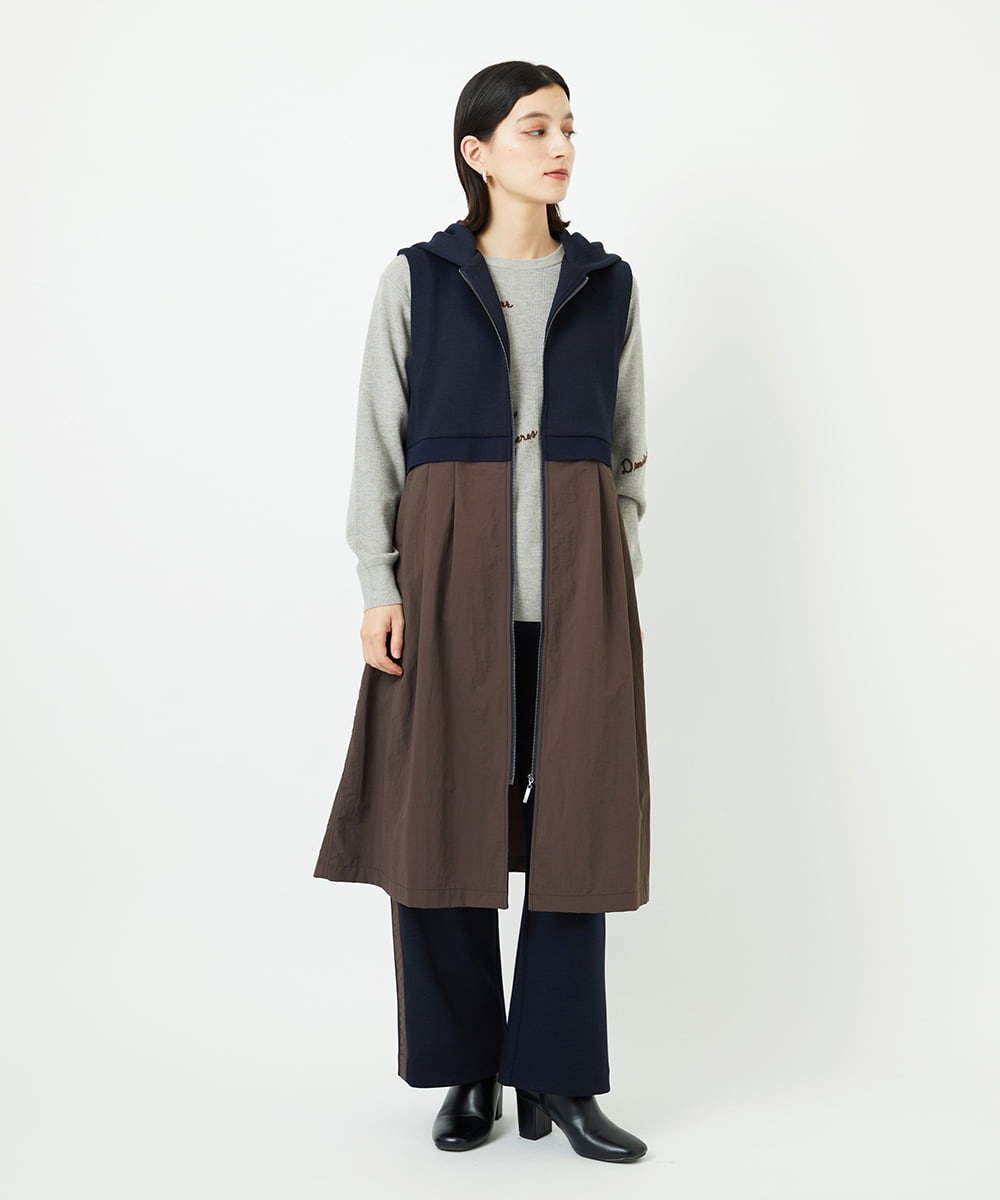 PHTAD02390 GEORGES RECH(小さいサイズ)(メゾン ドゥ サンク) ダンボールタフタドッキングロングジレ ネイビー