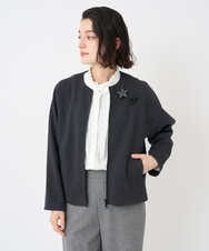 PHTAD30360 GEORGES RECH(小さいサイズ)(メゾン ドゥ サンク)  [セットアップ対応]ノーカラージャージージップ羽織 ダークグレー