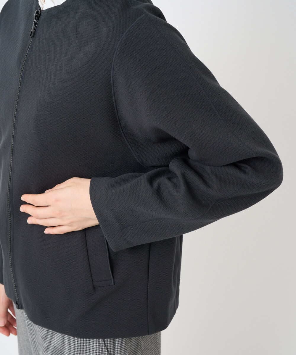 PHTAD30360 GEORGES RECH(小さいサイズ)(メゾン ドゥ サンク)  [セットアップ対応]ノーカラージャージージップ羽織 ダークグレー