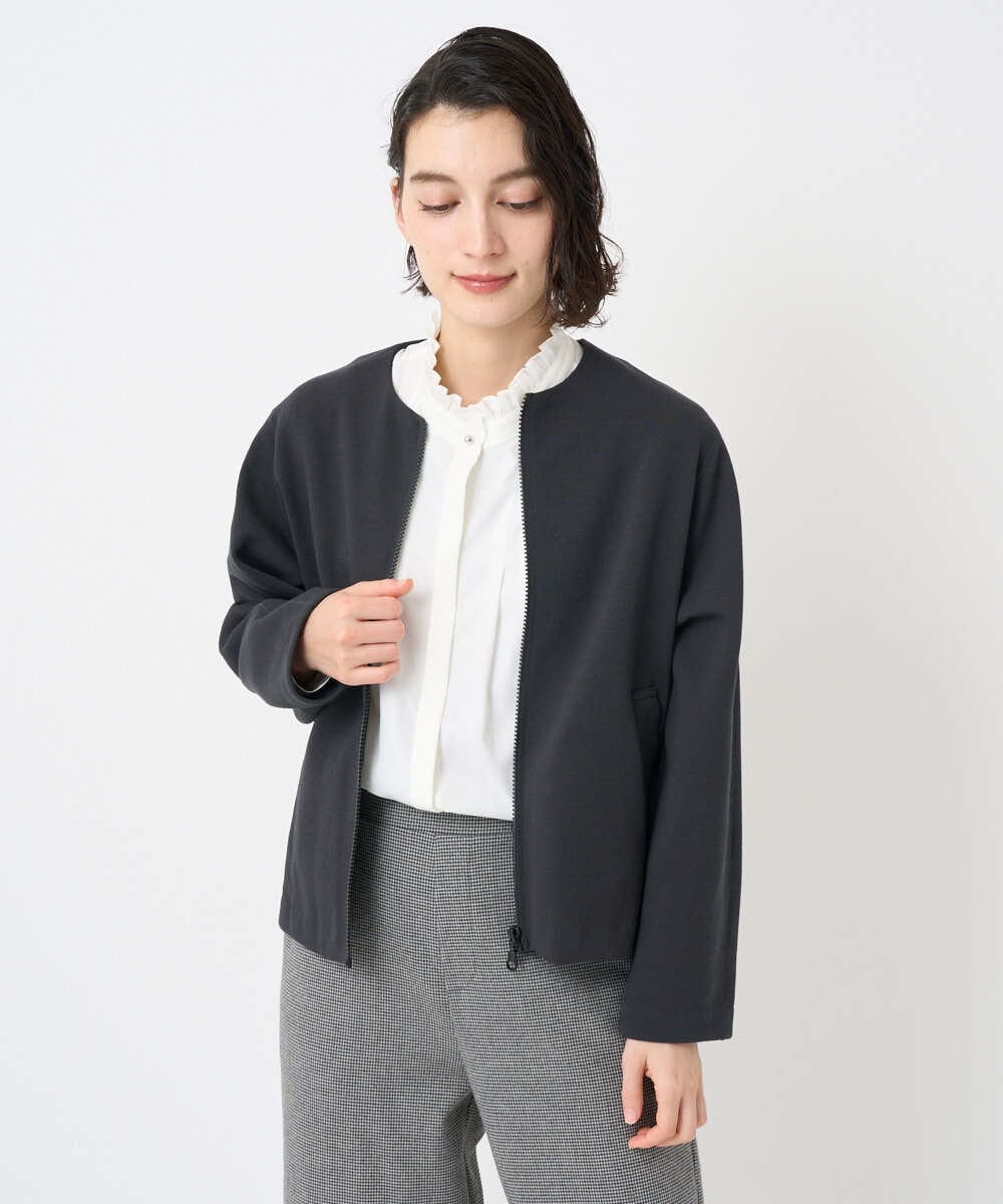 PHTAD30360 GEORGES RECH(小さいサイズ)(メゾン ドゥ サンク)  [セットアップ対応]ノーカラージャージージップ羽織 ダークグレー