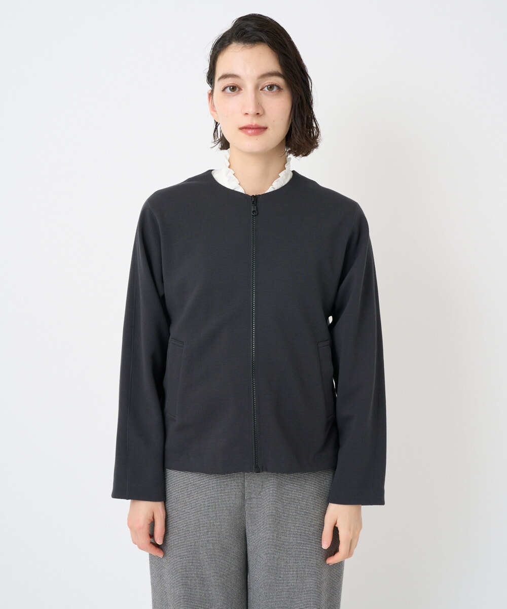 PHTAD30360 GEORGES RECH(小さいサイズ)(メゾン ドゥ サンク)  [セットアップ対応]ノーカラージャージージップ羽織 ダークグレー