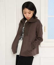 PHTAG11340 GEORGES RECH(小さいサイズ)(メゾン ドゥ サンク) ストレッチダンボールジップアップブルゾン ブラウン