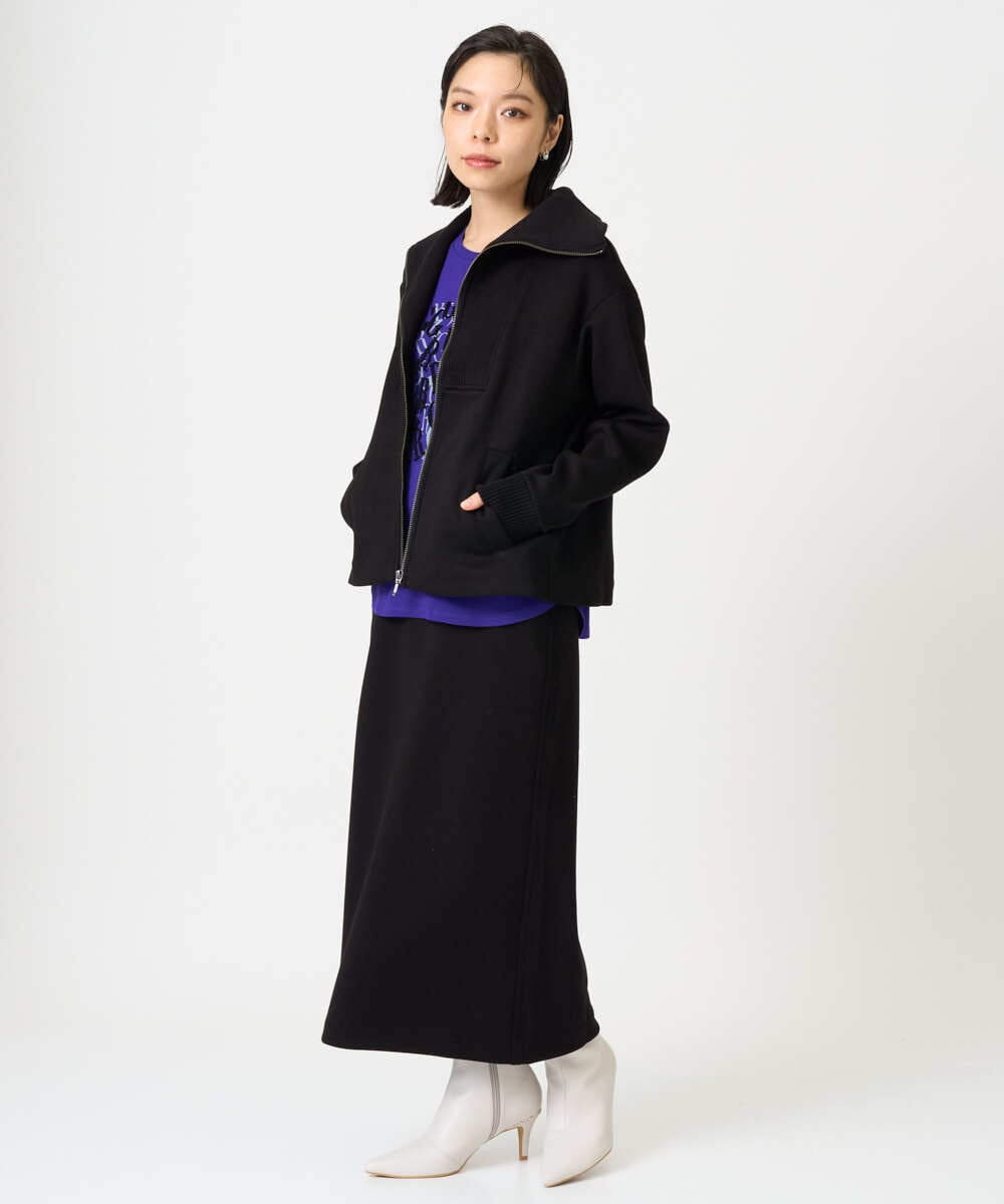 PHTAG11340 GEORGES RECH(小さいサイズ)(メゾン ドゥ サンク) ストレッチダンボールジップアップブルゾン ブラウン