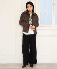 PHTAG11340 GEORGES RECH(小さいサイズ)(メゾン ドゥ サンク) ストレッチダンボールジップアップブルゾン ブラウン