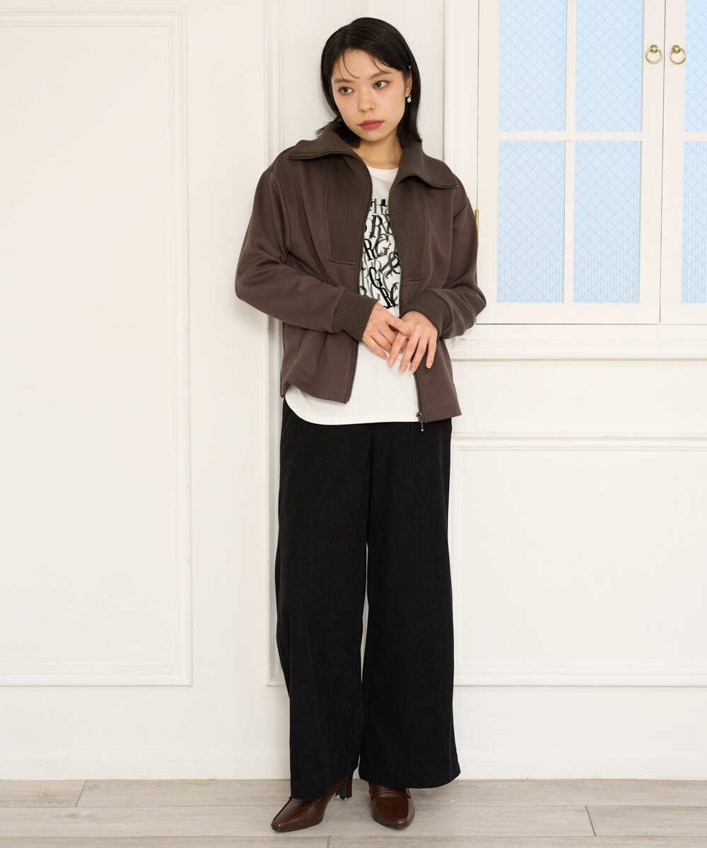 PHTAG11340 GEORGES RECH(小さいサイズ)(メゾン ドゥ サンク) ストレッチダンボールジップアップブルゾン ブラウン