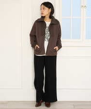 PHTAG11340 GEORGES RECH(小さいサイズ)(メゾン ドゥ サンク) ストレッチダンボールジップアップブルゾン ブラウン