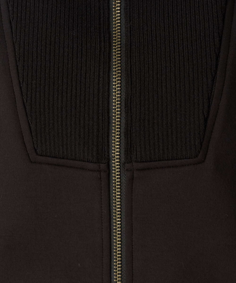 PHTAG11340 GEORGES RECH(小さいサイズ)(メゾン ドゥ サンク) ストレッチダンボールジップアップブルゾン ブラック
